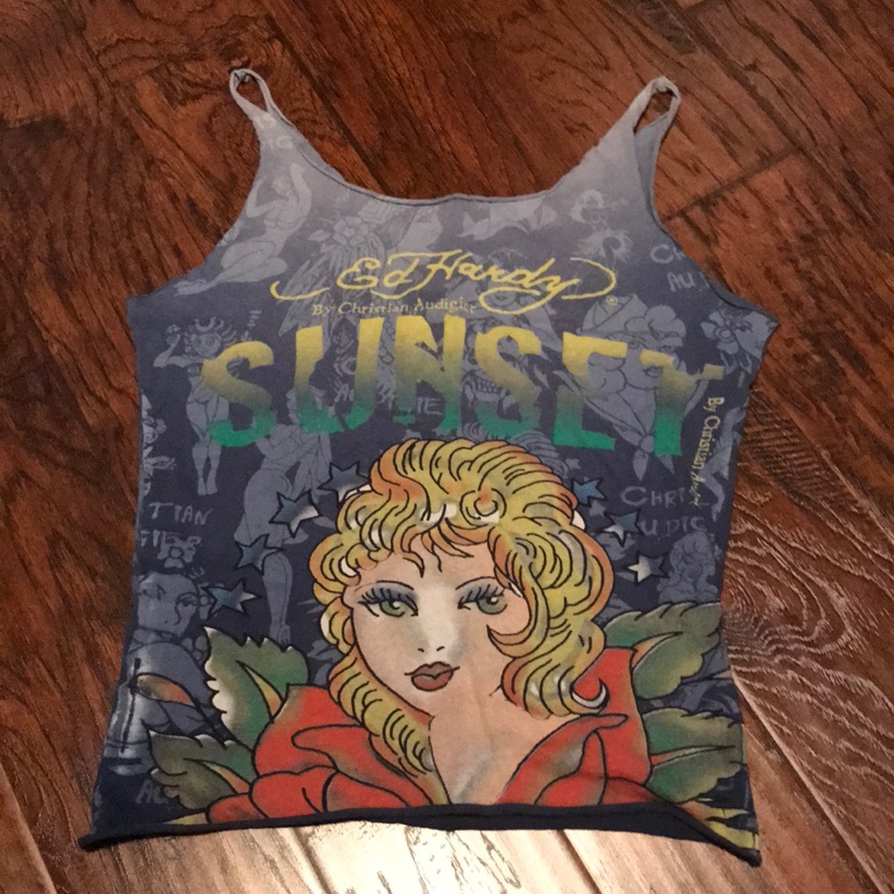 Ed Hardy Blue Tank top